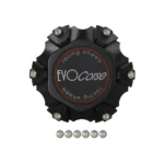EVO - Dakar 6x139.7 hubcap (C70) in black plastic, Black with EVO Corse matt black badge