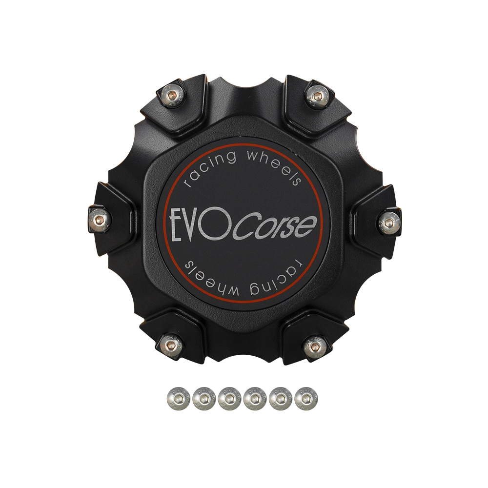EVO - Dakar 6x139.7 hubcap (C70) in black plastic, Black with EVO Corse matt black badge