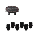 EVO - Fixing kit: 1 off-road  hubcap, 1 EVO CorsePZ black badge and brushed logo, 6 closed black lug nuts with shank M14X1.50 (132)
