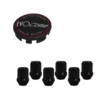 EVO - Fixing kit: 1 off-road hubcap C20, 1 EVO Corse black badge L32, 6 black closed lug nuts M14X1.50 (068-ZN)